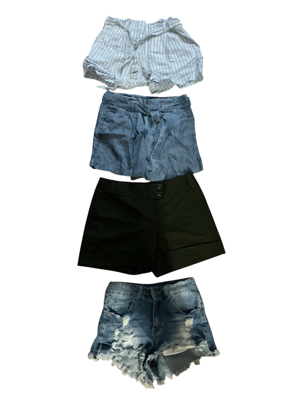 Mixed Women’s Shorts Pack - White Stripe, Light Blue, Black & Distressed Denim